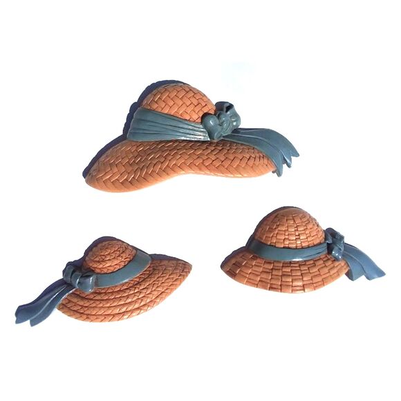 Home interiors Wall Decor set of 3 Ladie's Bonnets Sun Hats - Picture 1 of 9